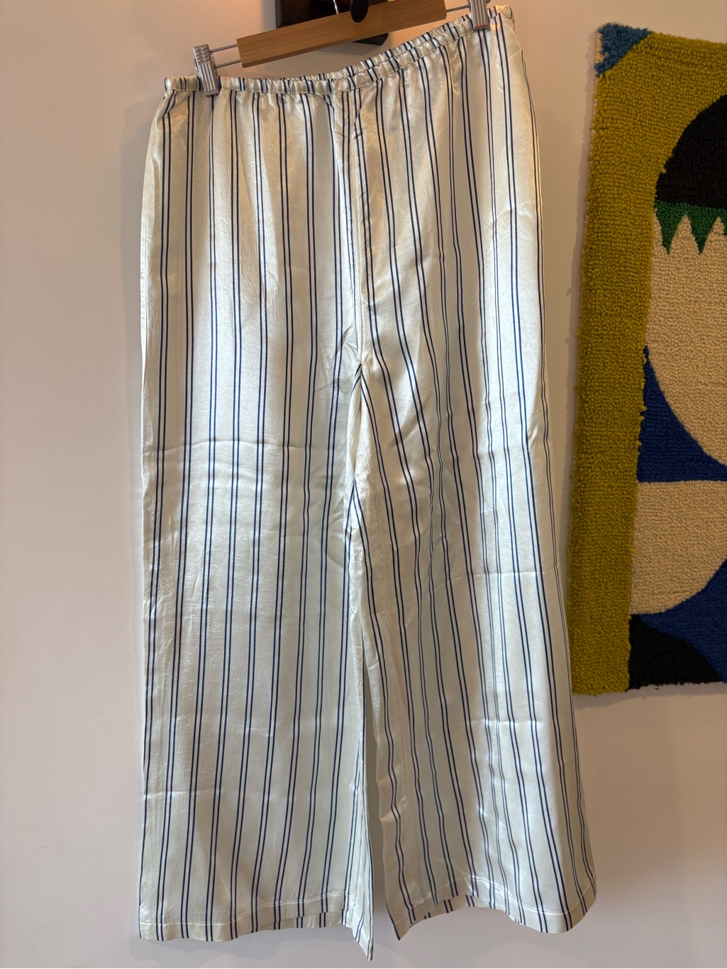 Free People The Tiny Big Sister Women's Ivory Wide-Leg Trousers With Pinstripes